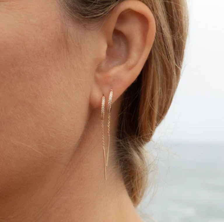 THATCH LILA PAVE THREADER EARRINGS