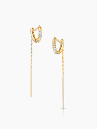 THATCH LILA PAVE THREADER EARRINGS