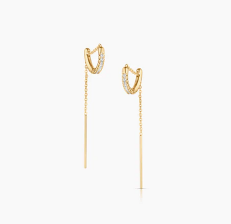 THATCH LILA PAVE THREADER EARRINGS