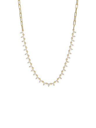 ADINA EDEN COLORED DOUBLE CZ TENNIS PAPERCLIP NECKLACE