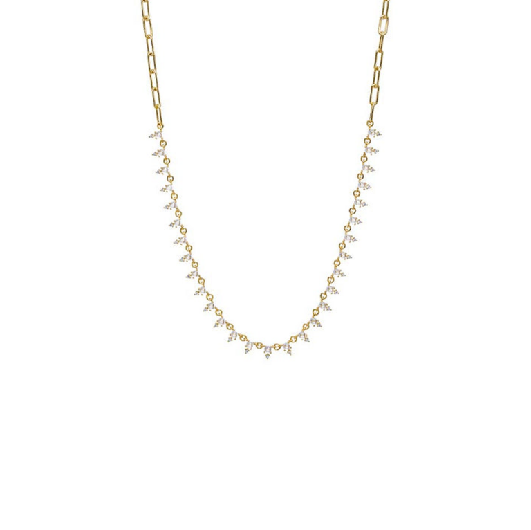 ADINA EDEN COLORED DOUBLE CZ TENNIS PAPERCLIP NECKLACE