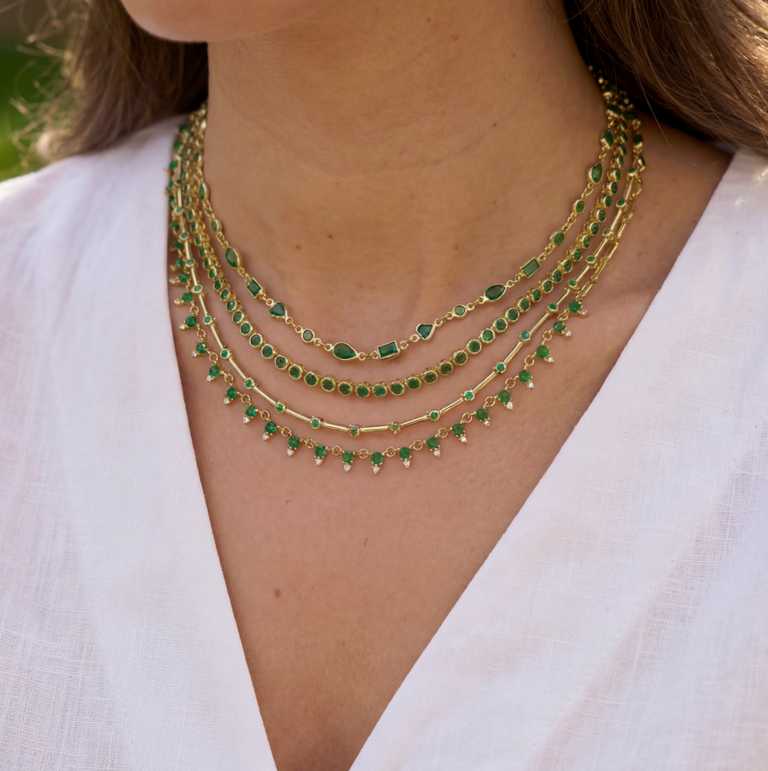 ADINA EDEN COLORED DOUBLE CZ TENNIS PAPERCLIP NECKLACE