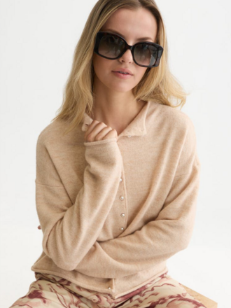 SCOTCH & SODA FUZZY FUNNEL-NECK CARDIGAN