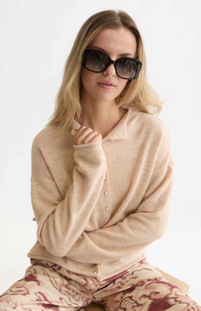 SCOTCH & SODA FUZZY FUNNEL-NECK CARDIGAN