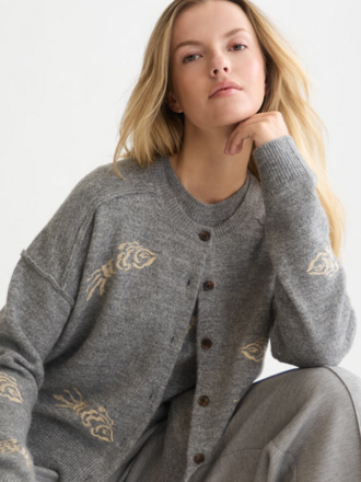 SCOTCH & SODA EMBROIDERED CREW-NECK CARDIGAN