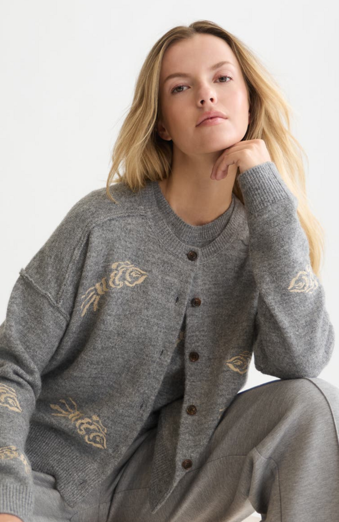 SCOTCH & SODA EMBROIDERED CREW-NECK CARDIGAN