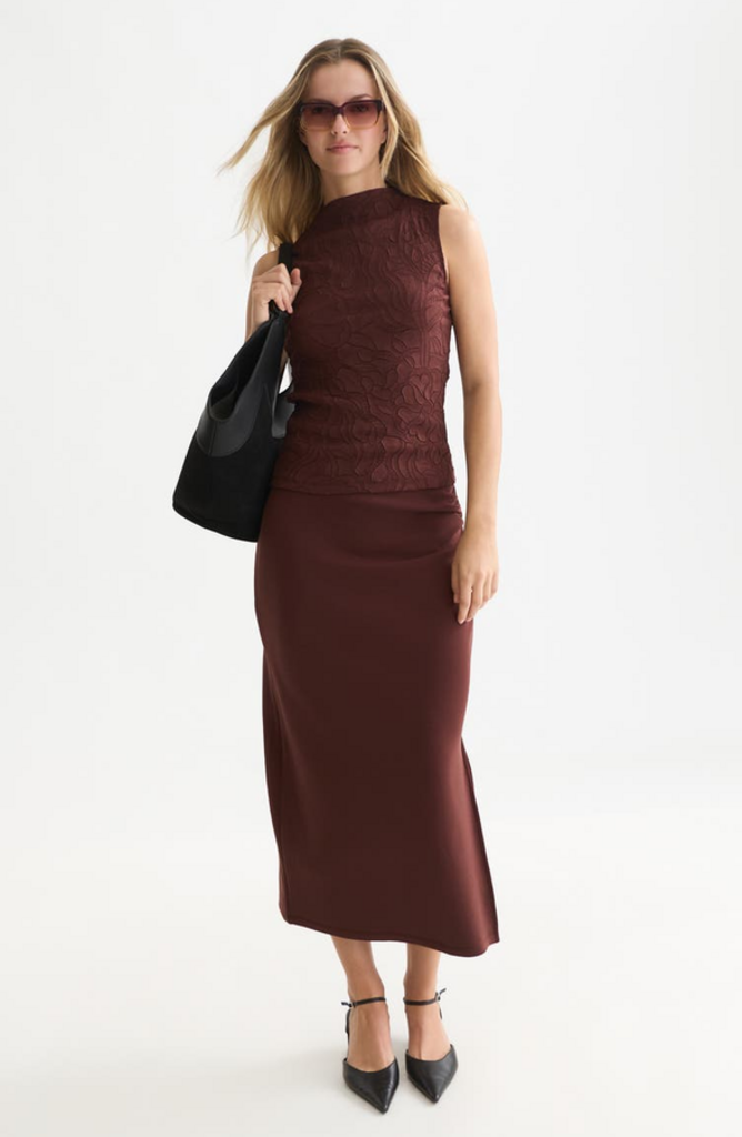 SCOTCH & SODA EMBOSSED PLEAT MOCK NECK TANK