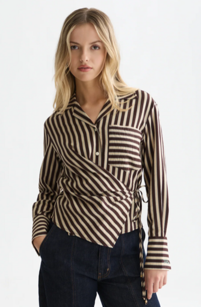 SCOTCH & SODA STRIPED WRAP SHIRT