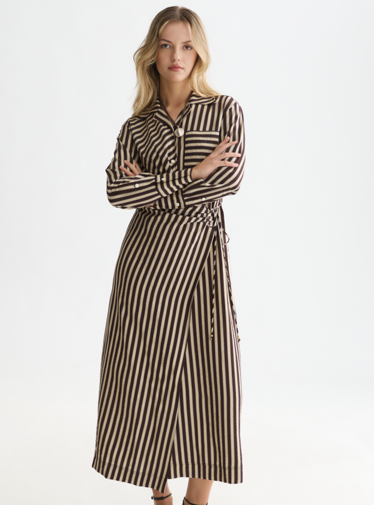 SCOTCH & SODA STRIPED WRAP DRESS
