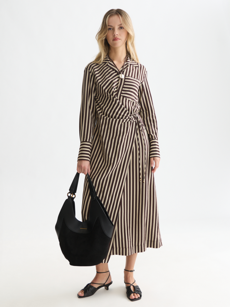 SCOTCH & SODA STRIPED WRAP DRESS