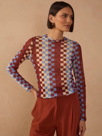 DRESS TO HARMONIA HIGH NECK L/S TULLE BLOUSE