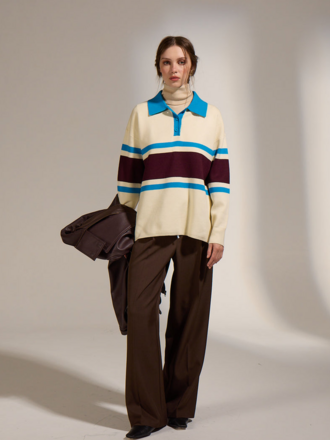 DELUC RADIOHEAD STRIPED POLO SWEATER