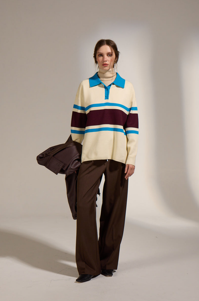 DELUC RADIOHEAD STRIPED POLO SWEATER