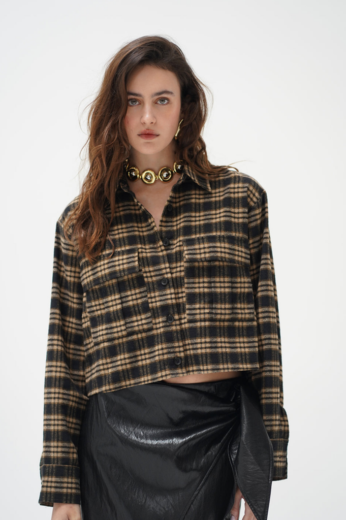 LNA JUNO CROPPED BUTTON UP
