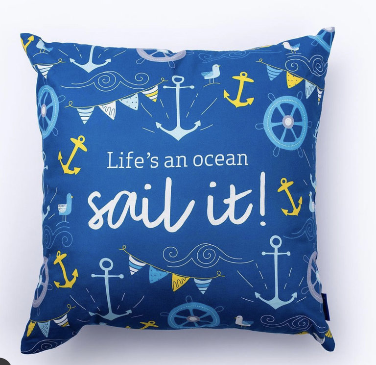 Doodle Lovely Life's And Ocean Sail it Pillow