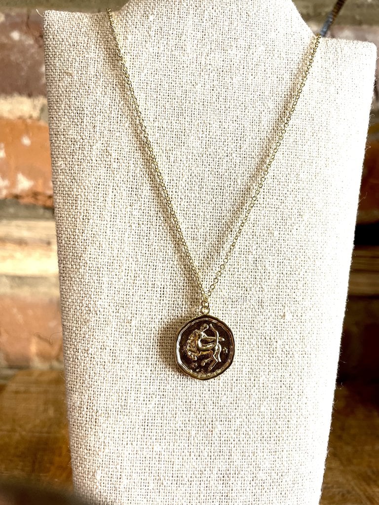 White Feather Designs Zodiac Medallion Necklace - Gold