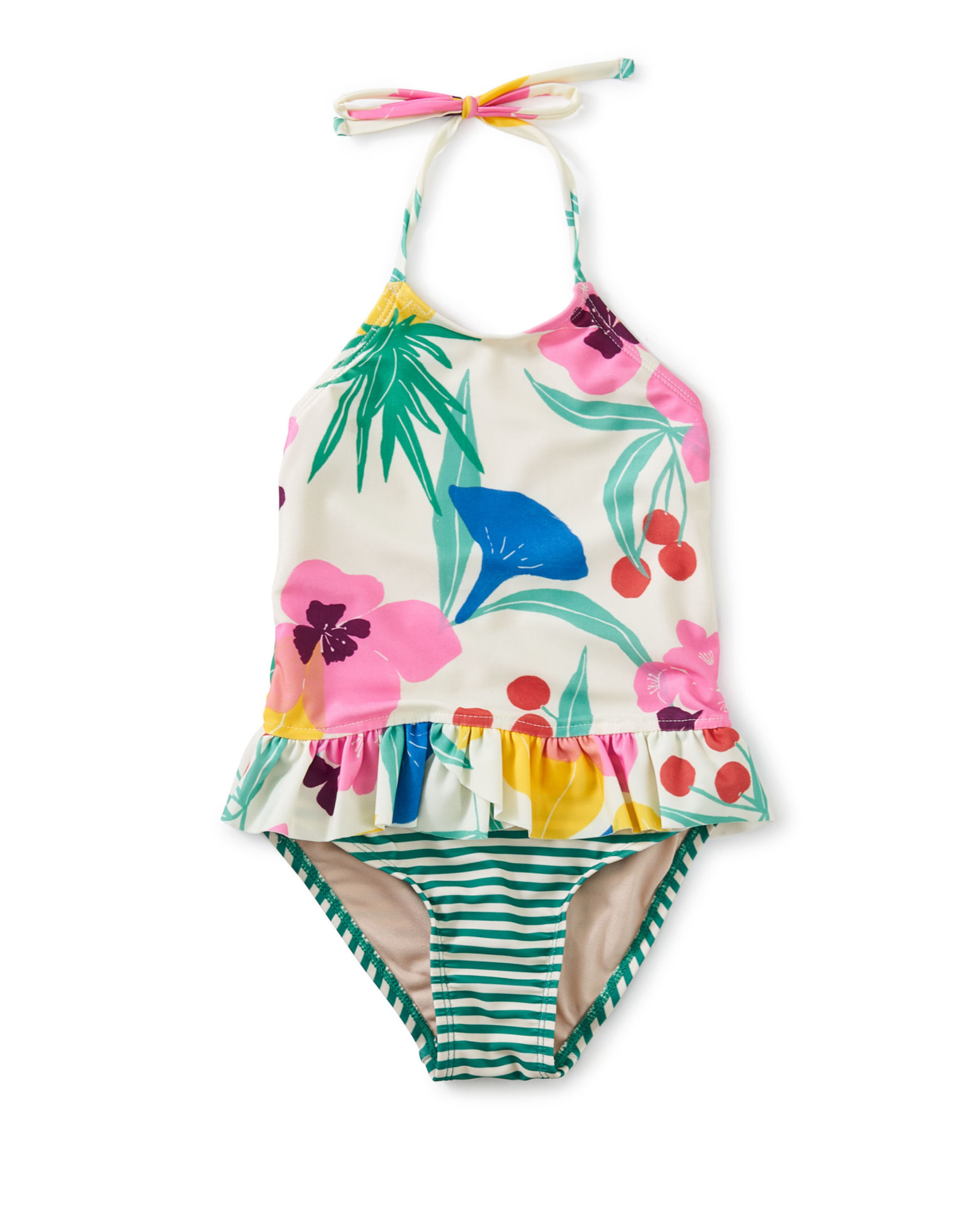 Tea Peplum One Piece Swimsuit Fruit Floral Glee Kids