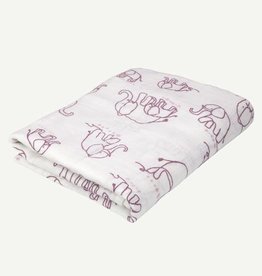 Oliver & Rain Plum Elephant Organic Swaddle