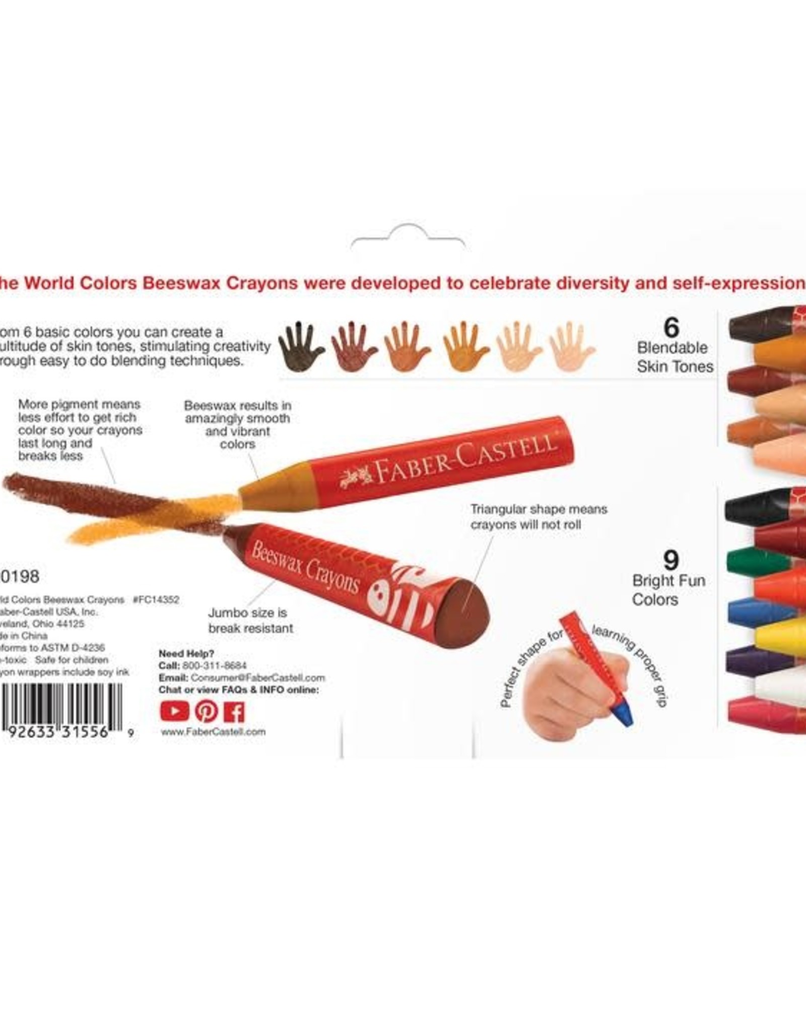 Faber Castell World Colors - 15ct Beeswax Crayons