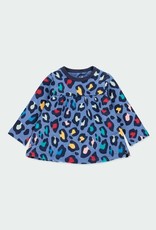 Boboli Fleece Baby Dress - Blue Leopard Print