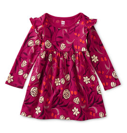 Tea Mighty Mini Baby Dress, Tulips & Twins in Berry