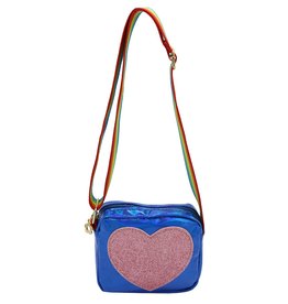 Blue Heart Purse with Rainbow Straps