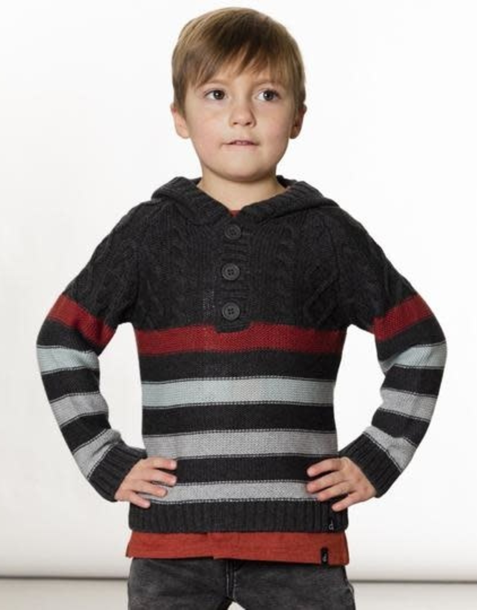 Deux Par Deux Striped Hooded Sweater