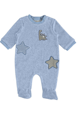Mayoral Newborn Blue Velour Footie, Dinosaur and Stars