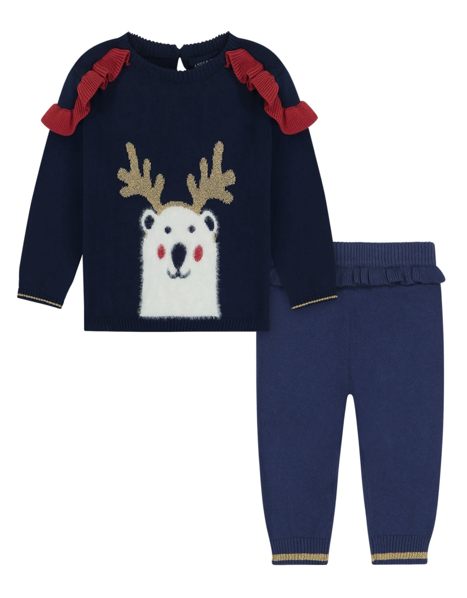 Andy & Evan Baby Girls' Reindeer Sweater Set