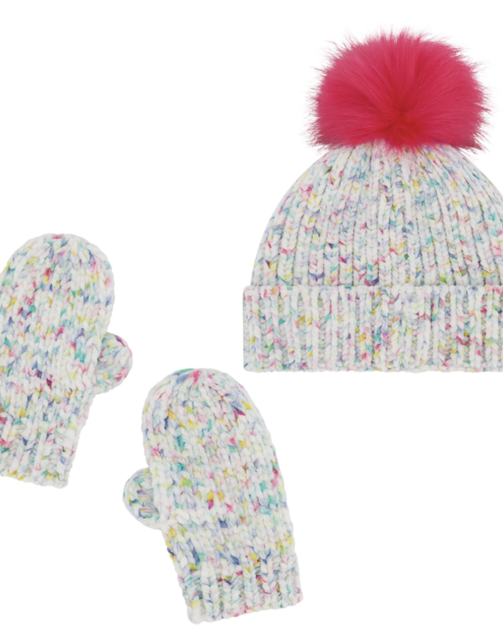 Andy & Evan White Confetti Hat and Mitten Set, size 2-4