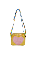 Gold Heart Purse with Rainbow Straps