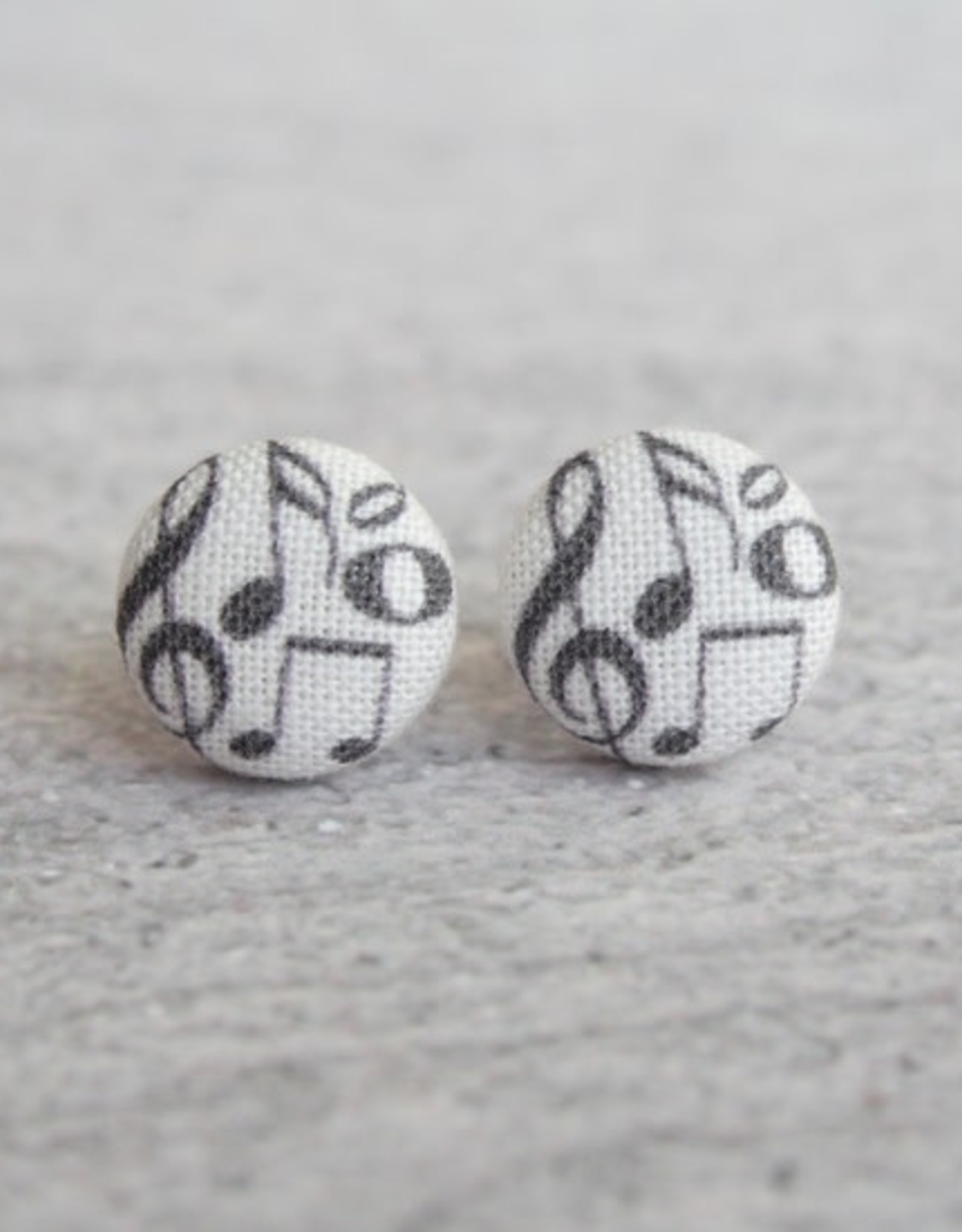 Rachel O's Fabric Button Earrings - Music
