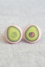Rachel O's Fabric Button Earrings - Avocado