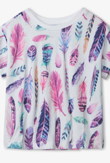 Hatley Watercolor Feathers  Pleated Slouchy Tee