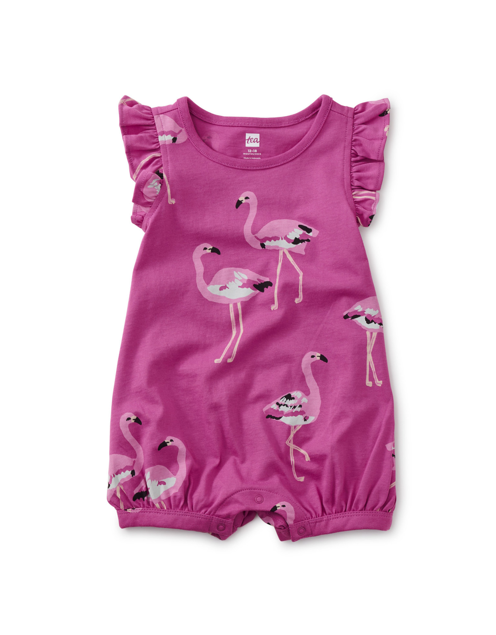 Tea Flutter  Baby Romper, Flamingo Flamboyance