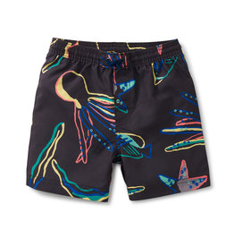 Tea Mid-Length Swim Trunks, Caribbean Reef in Black