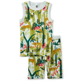 Tea In Your Dreams Tank Pajama Set, Lazy Leopard