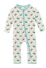 Kickee Pants Print Coverall with Zipper, Natural Crabs