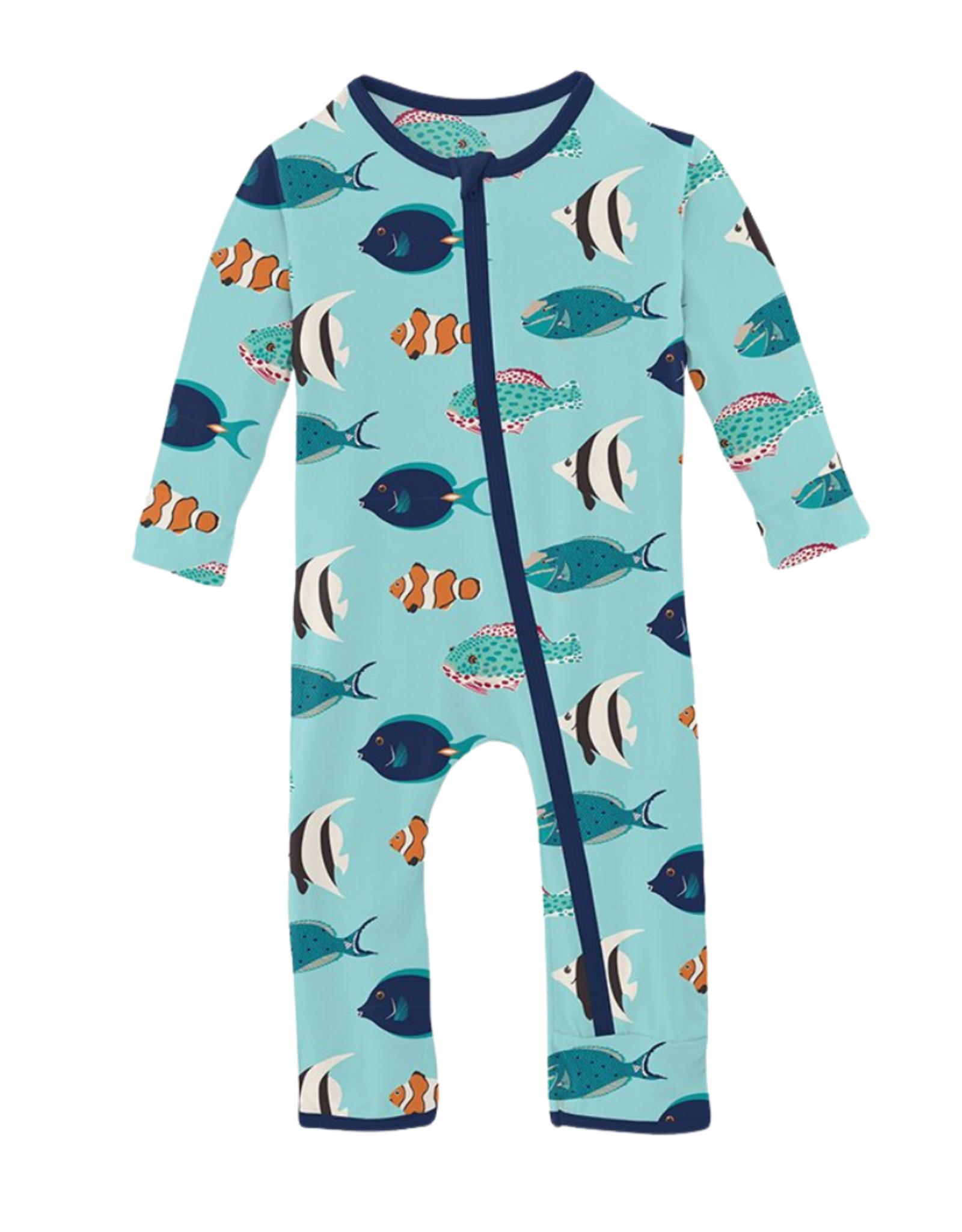 Kickee Pants Print Coverall with Zipper, Tropical Fish