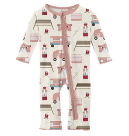 Kickee Pants Ruffle Coverall w/ Zipper - Natural Camping