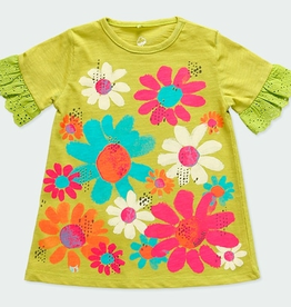 Boboli Knit Dress, Green Floral