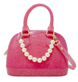 Tiny Treats and Zomie Gems Jelly Bowling Crossbody Handbag with Pearls  Hot Pink