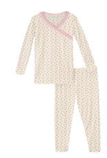 Kickee Print LS Scallop Kimono Pajama Set