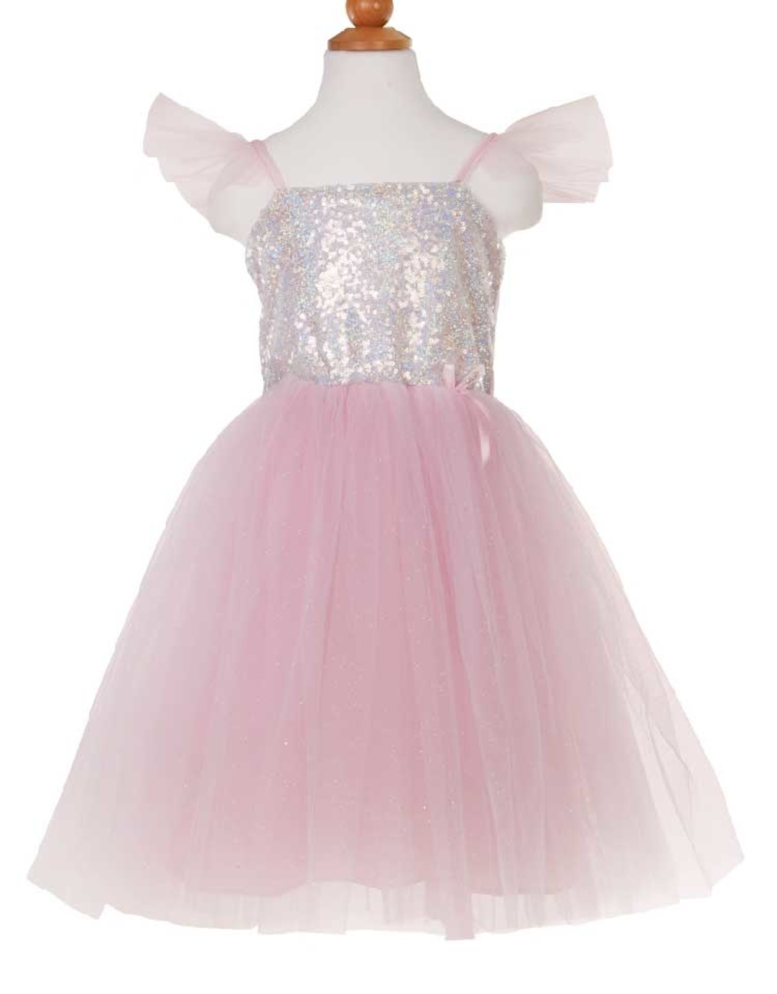 Silver Sequins Princess Dress, Pink