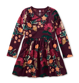 Tea Long Sleeve Wrap Neck Dress