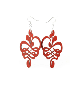 Calligraphy Flower Stretched Earrings, Red