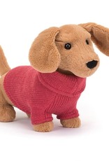 Jellycat Sweater Sausage Dog, Pink