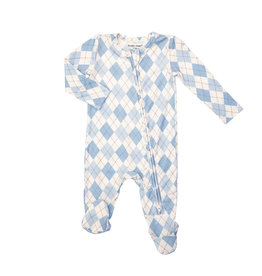 Angel Dear 2 Way Zipper Footie, Blue Argyle