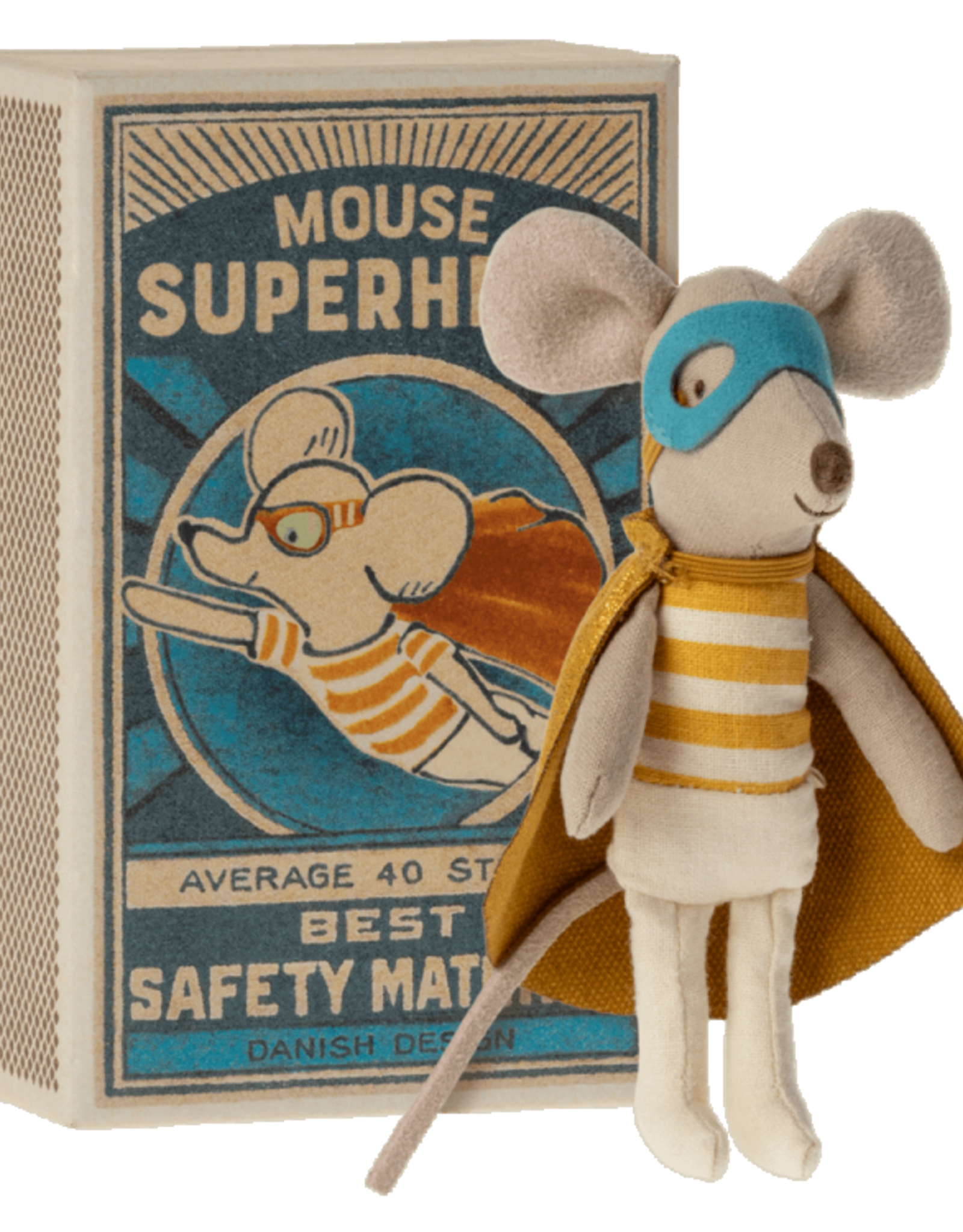 Maileg Superhero Mouse in Matchbox, little brother