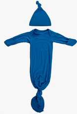 Three Little Tots Knotted Gown & Hat, Blue